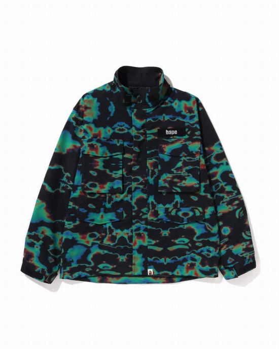 Chaquetas Bape Thermography Loose Fit M-65 Hombre Negros | 405862-CGN