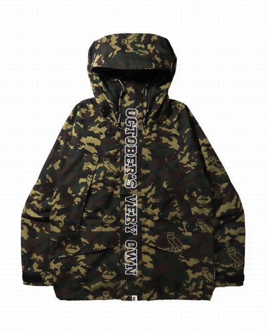 Chaquetas Bape X OVO Woodland Camo Snowboard Hombre Verdes | 379128-TEW