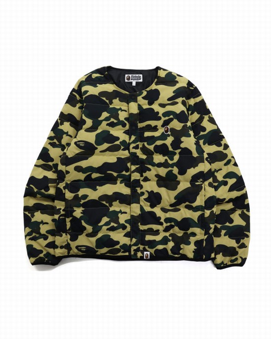 Chaquetas De Plumas Bape 1st Camo Light Weight Hombre Amarillos | 019624-AXV