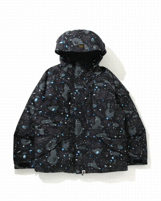 Chaquetas De Plumas Bape Space Camo Military Loose Fit Hombre Negros | 169740-EDF