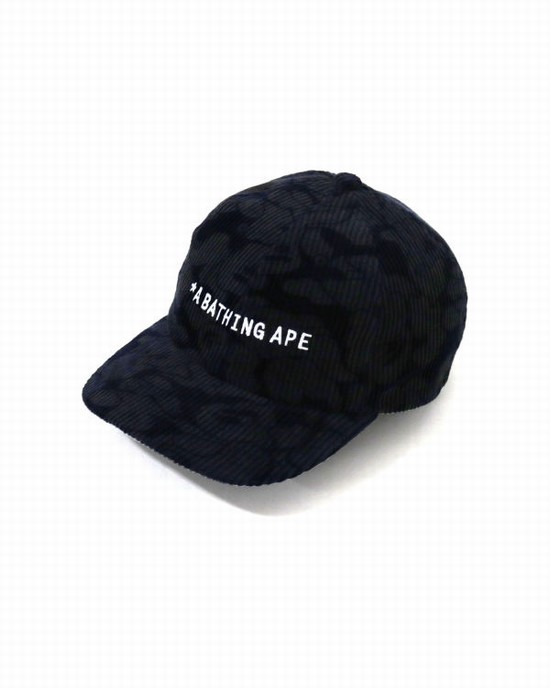 Gorras Bape Solid Camo Corduroy Panel Hombre Azul Marino Azules | 814372-EGP