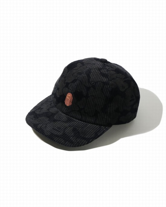 Gorras Bape Solid Camo Corduroy Panel Mujer Azul Marino Azules | 681907-HJM