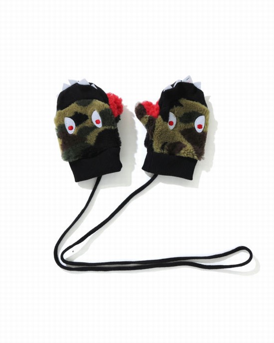 Guantes Bape 1st Camo Boa Shark Mittens Niños Verdes | 138027-NJQ