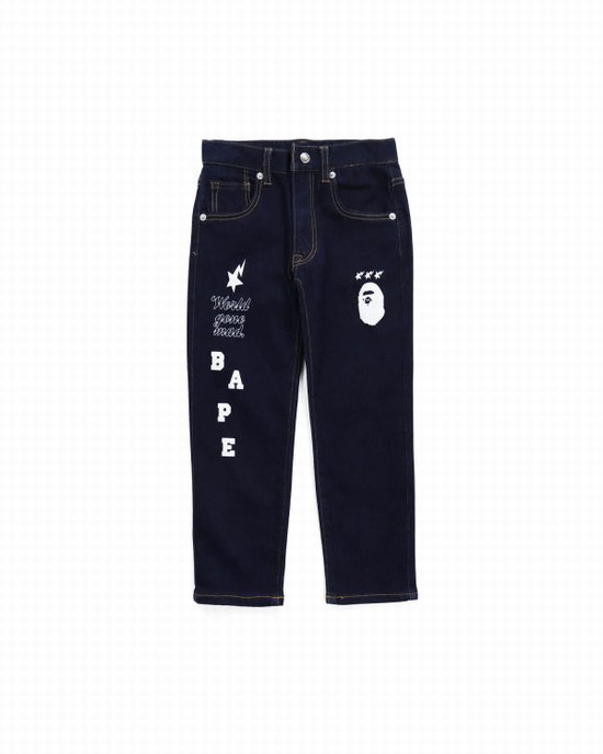 Jeans Bape Multi Print Niños Azules | 475169-TFO