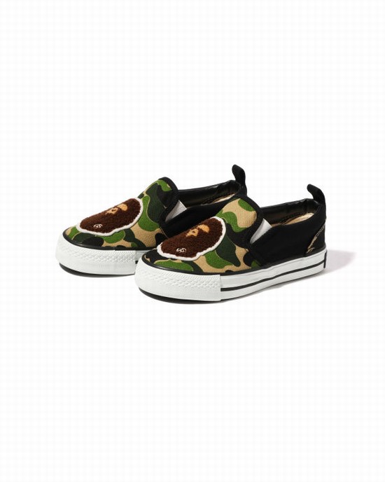 Mocassins Bape ABC Camo Ape Head Patch Niños Verdes | 721350-MLH