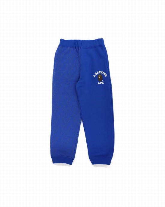 Pantalones Deportivos Bape College Print Quilting Niños Azules | 362149-QUN