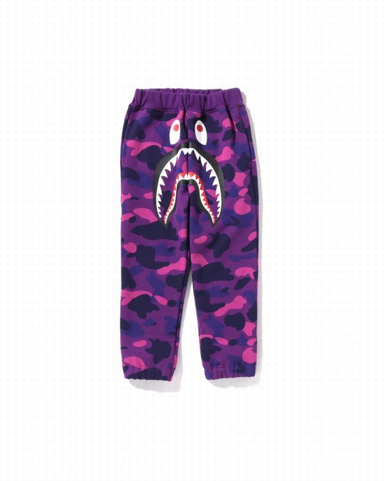 Pantalones Deportivos Bape Color Camo Shark Niños Morados | 903782-GWO