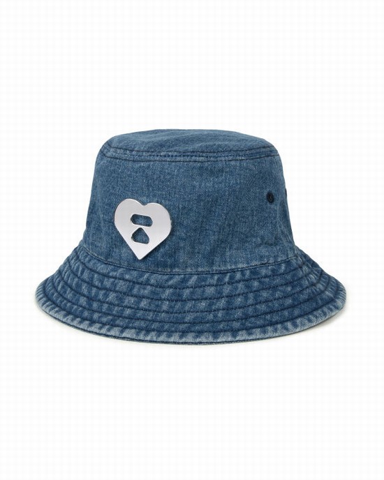 Sombreros Bape Denim bucket Mujer Azules | 578421-IWQ