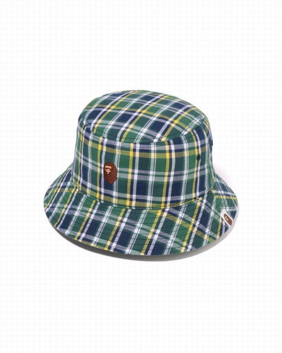 Sombreros Bape Mini Check Bucket Hombre Verdes Claro | 951706-BEN