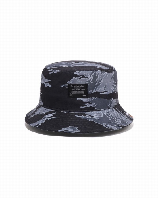 Sombreros Bape Tiger Camo Bucket Hombre Negros | 638741-MRT