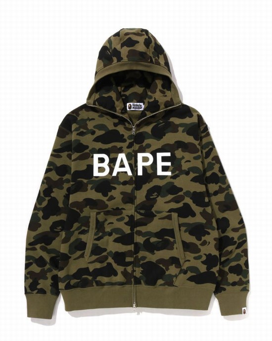 Sudadera Con Capucha Bape 1st Camo Balaclava Full Zip Hombre Verdes | 842190-OXK