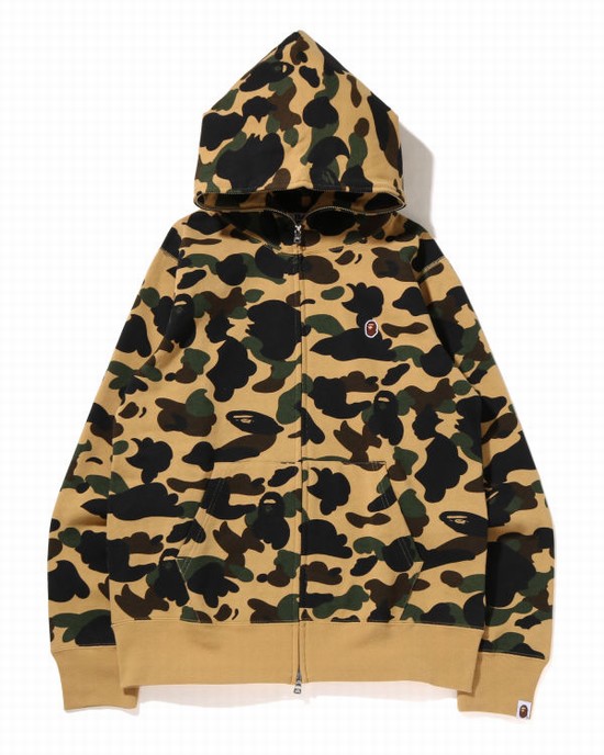 Sudadera Con Capucha Bape 1st Camo One Point Full Zip Hombre Amarillos | 045132-HGL