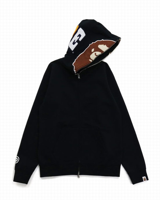 Sudadera Con Capucha Bape 2nd Ape Full Zip Mujer Negros | 462813-ZLW