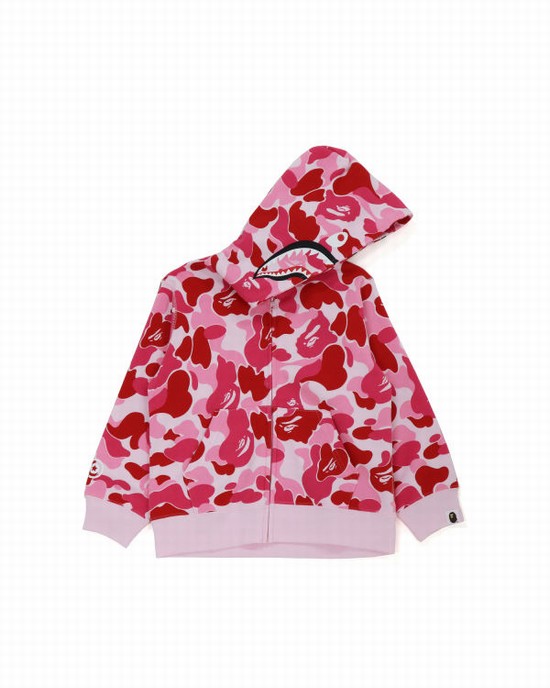 Sudadera Con Capucha Bape Big ABC Camo Shark Zip Niños Rosas | 795842-FWG