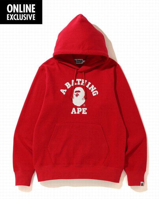 Sudadera Con Capucha Bape College Hombre Rojos Claro | 264307-YNZ