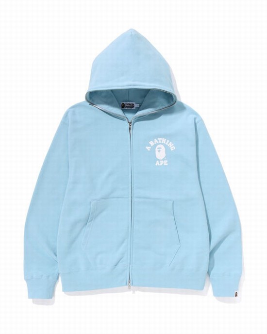 Sudadera Con Capucha Bape College Relaxed Fit Full Zip Hombre Azules Claro | 127569-JCV