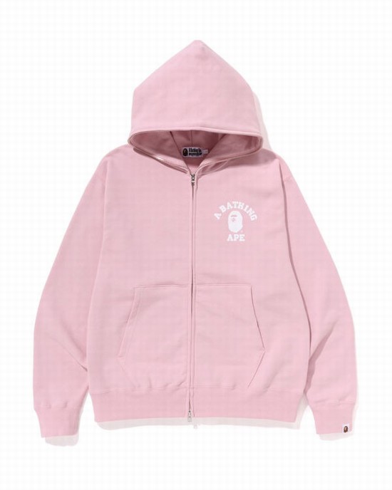 Sudadera Con Capucha Bape College Relaxed Fit Full Zip Hombre Rosas | 893270-JST