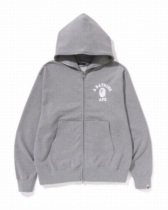 Sudadera Con Capucha Bape College Relaxed Fit Full Zip Hombre Grises | 896214-EWG