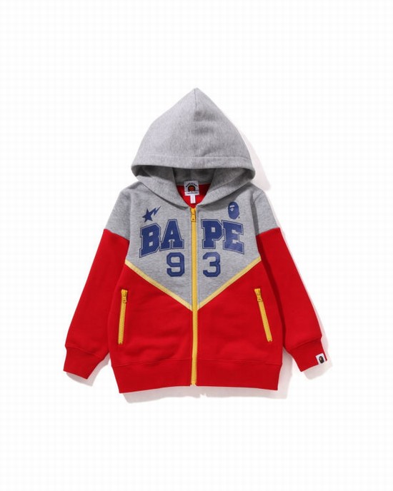 Sudadera Con Capucha Bape Color Block Zip Niños Rojos Claro | 721850-FUA