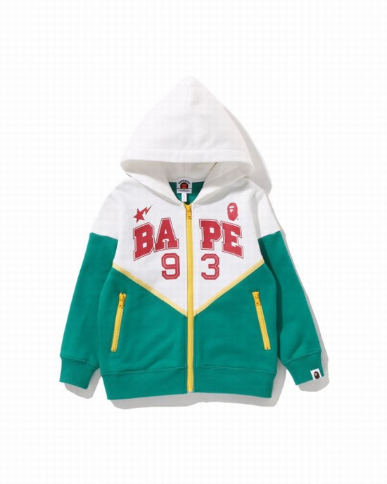 Sudadera Con Capucha Bape Color Block Zip Niños Verde Menta | 843267-SUG