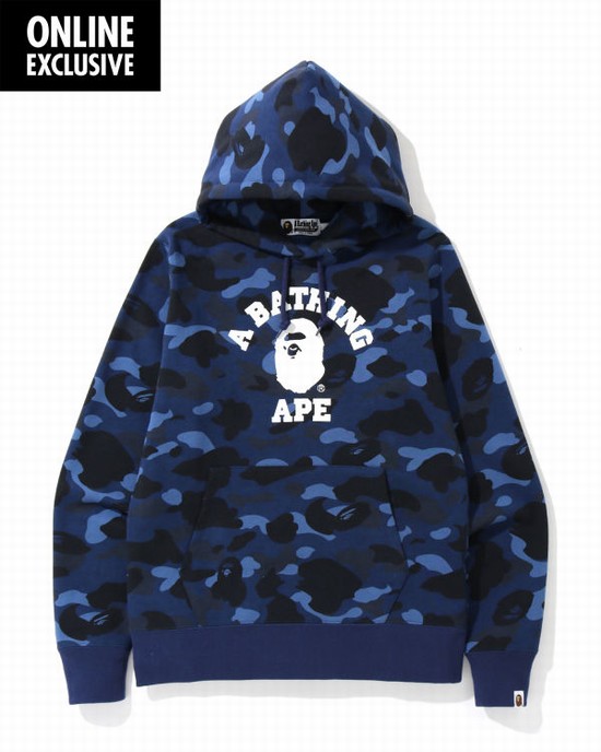 Sudadera Con Capucha Bape Color Camo College Hombre Azul Marino Azules | 248795-DSI