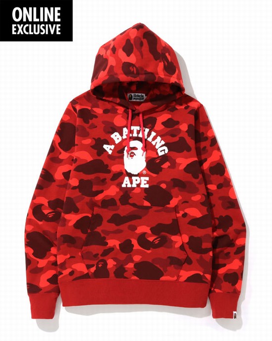 Sudadera Con Capucha Bape Color Camo College Hombre Rojos Claro | 612590-XGS