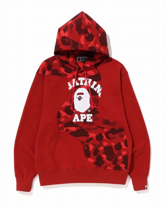 Sudadera Con Capucha Bape Color Camo College Cutting Relaxed Fit Hombre Rojos Claro | 865397-AHR