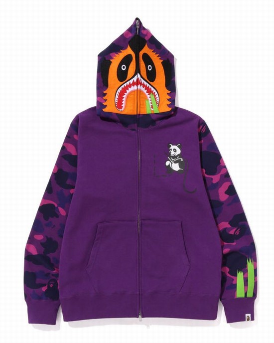 Sudadera Con Capucha Bape Color Camo Panda Full Zip Hombre Morados | 061283-TNO