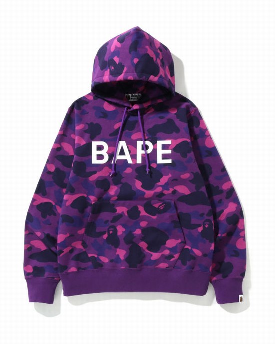 Sudadera Con Capucha Bape Color Camo Pullover Hombre Morados | 713506-LJK