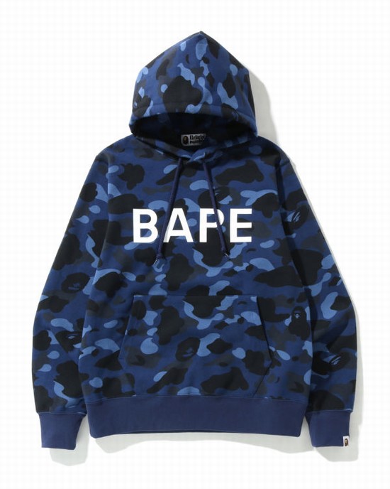 Sudadera Con Capucha Bape Color Camo Pullover Hombre Azules | 861027-IXK