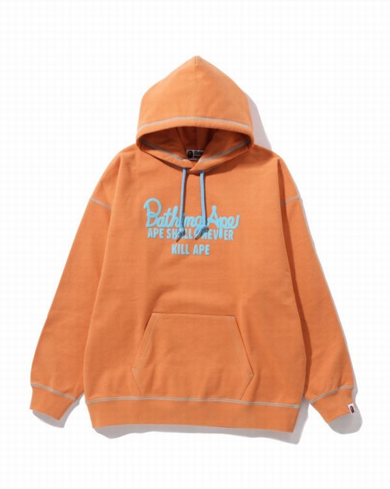 Sudadera Con Capucha Bape Color Stitching Oversized Pullover Mujer Naranjas | 723894-XIB