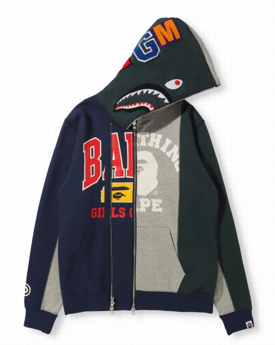 Sudadera Con Capucha Bape Docking Shark Full Zip Mujer Grises | 246150-WJR