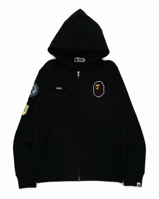 Sudadera Con Capucha Bape Military Patch Heavy Weight Hombre Negros | 921584-RLI