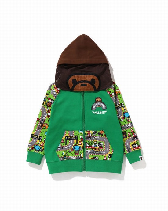 Sudadera Con Capucha Bape Milo Carreras Milo Face Niños Azules Verdes | 571840-POC