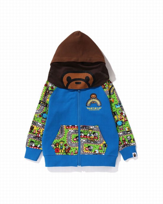 Sudadera Con Capucha Bape Milo Carreras Milo Face Niños Azules | 875036-SDG