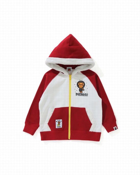 Sudadera Con Capucha Bape Milo Star Zip Niños Rojos Claro | 281630-ZKO