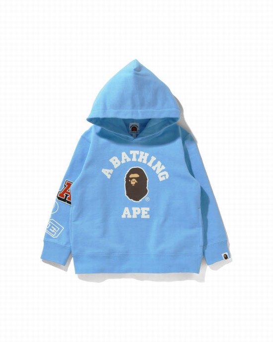 Sudadera Con Capucha Bape Multi Fonts Pullover Niños Azules | 195862-BOX