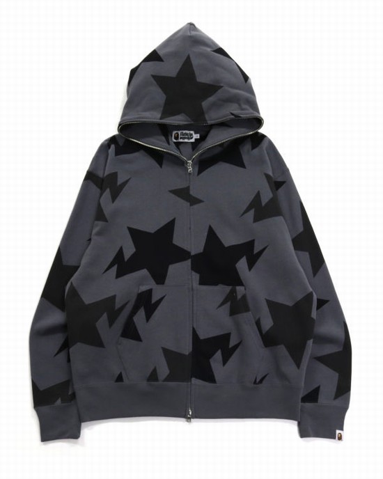 Sudadera Con Capucha Bape STA Pattern Relaxed Fit Full Zip Hombre Negros | 831497-JST