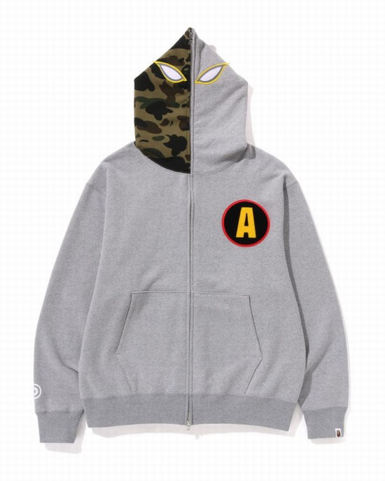 Sudadera Con Capucha Bape Shadow Relaxed Fit Full Zip Hombre Grises | 509763-OZR