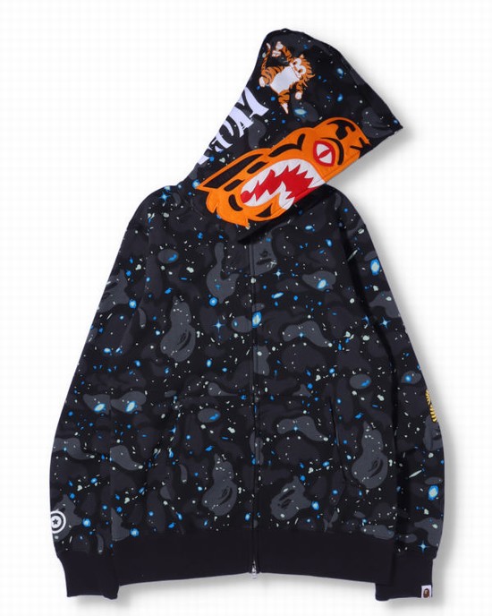 Sudadera Con Capucha Bape Space Camo Tiger Full Zip Hombre Negros | 502317-YUZ