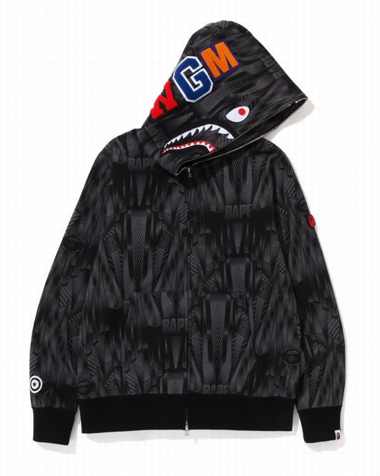 Sudadera Con Capucha Bape Speed Racer Shark Full Zip Hombre Negros | 610794-HLP