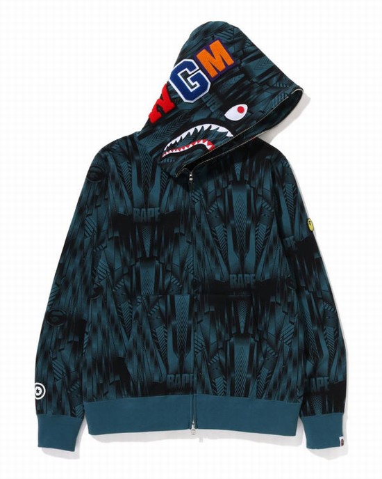 Sudadera Con Capucha Bape Speed Racer Shark Full Zip Hombre Azules | 930125-EQT