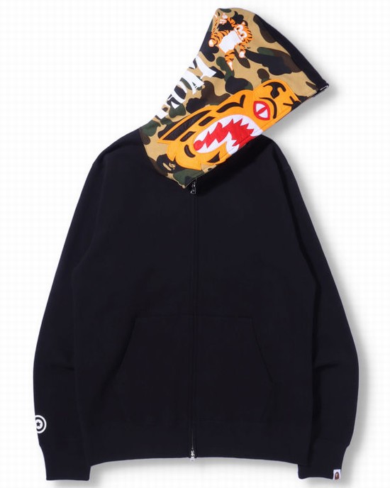 Sudadera Con Capucha Bape Tiger Full Zip Hombre Negros | 032481-GTA