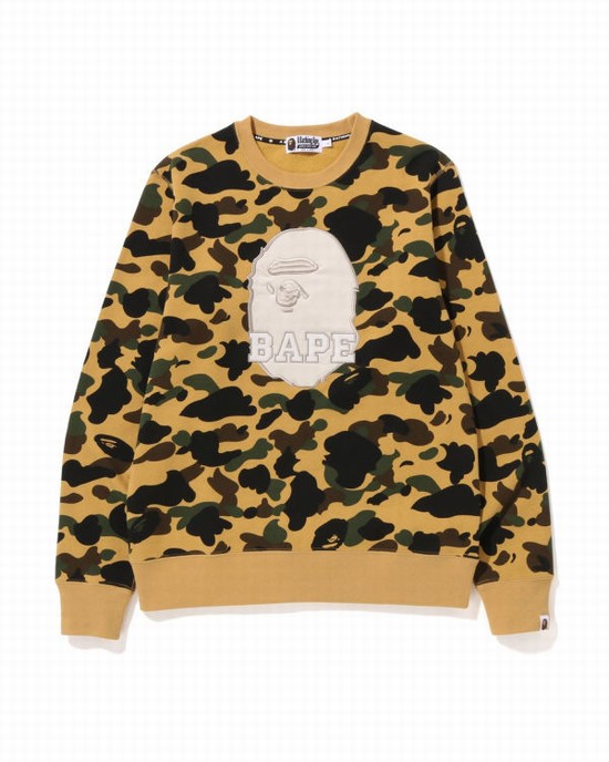 Sudaderas Bape 1st Camo Crewneck Hombre Amarillos | 027946-WAD