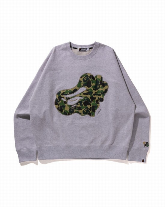 Sudaderas Bape ABC Camo Patch Relaxed Fit Crewneck Hombre Grises | 239876-LMD