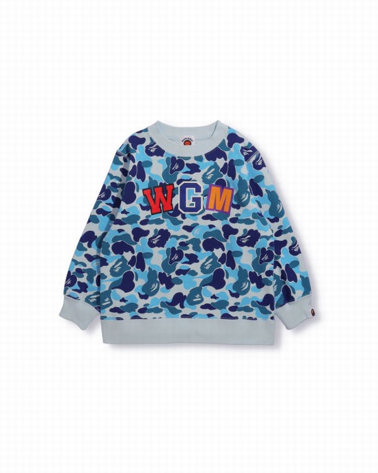 Sudaderas Bape ABC Camo Shark Crew Neck Niños Azules | 215098-JQS