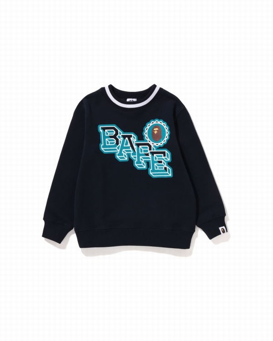 Sudaderas Bape Ape Head Emblem Crewneck Niños Azules | 057164-QCT