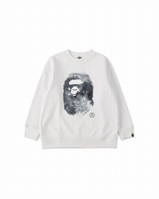 Sudaderas Bape Ape Head Moon Crewneck Niños Blancos | 150936-HLT