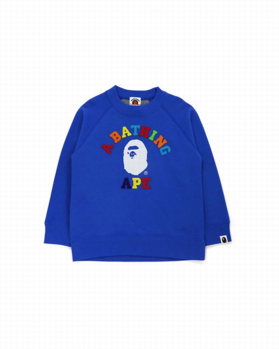 Sudaderas Bape College Applique Quilting Niños Azules | 497601-CUE