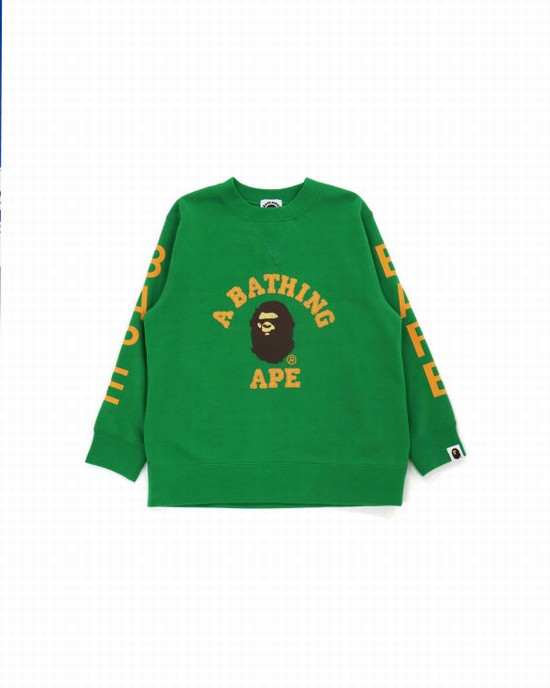 Sudaderas Bape College Crewneck Niños Azules Verdes | 714563-KCG